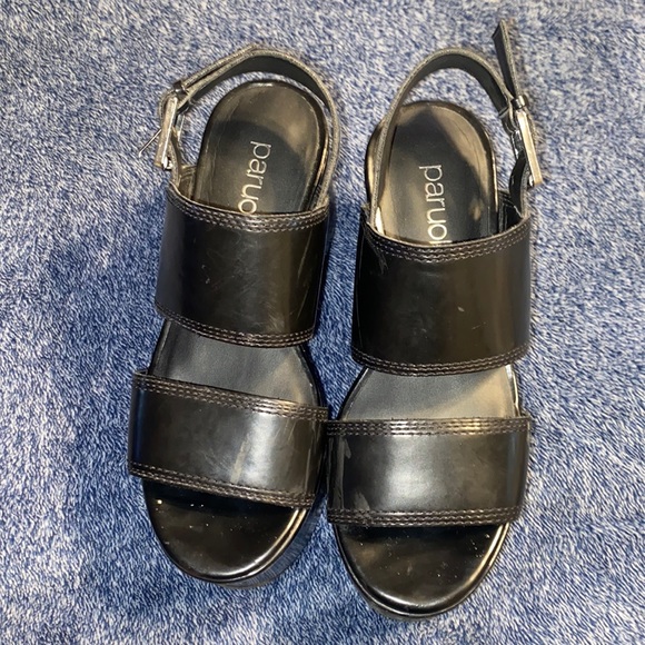 Paruolo platforms 3.5 inches sandals in black size 8 - Picture 2 of 7